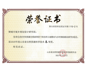 山東省自然資源科學技術三等獎